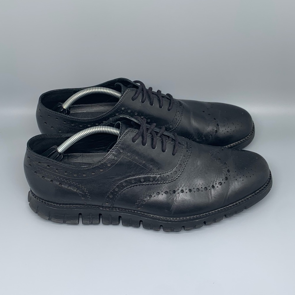 Cole Haan ZEROGRAND Black‎ Leather Wingtip Oxfords Men's Sz 12